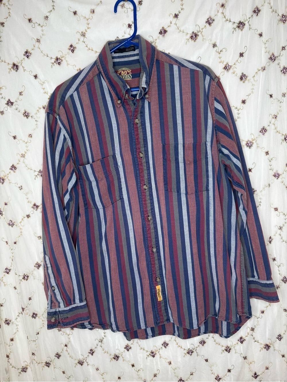 BD Baggies Men's Long-Sleeve Striped Button-Down Shirt - Red & Blue